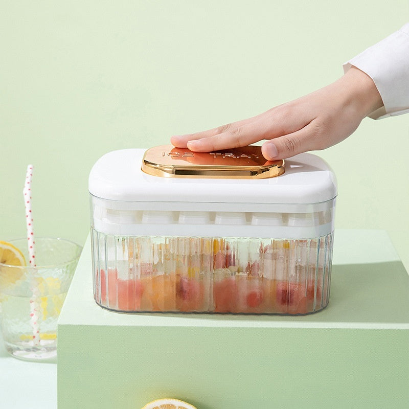 Pet Food-grade Light-luxury Airtight One-touch Ice Cube Tray Storage Box
