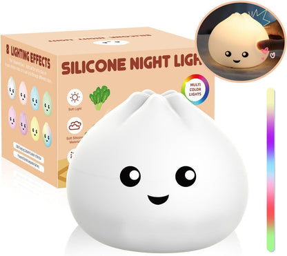 Silicone Steamed Bun-shaped Rechargeable Warm-light Silicone Night Light