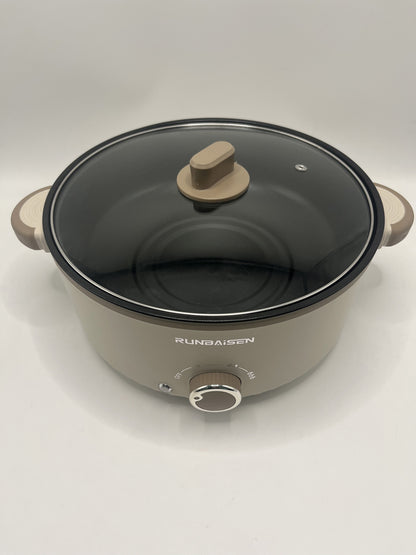 Electric Slow Cooker Glass Lid Non Stick Rice Cooking Frying Pan Stew Pot
