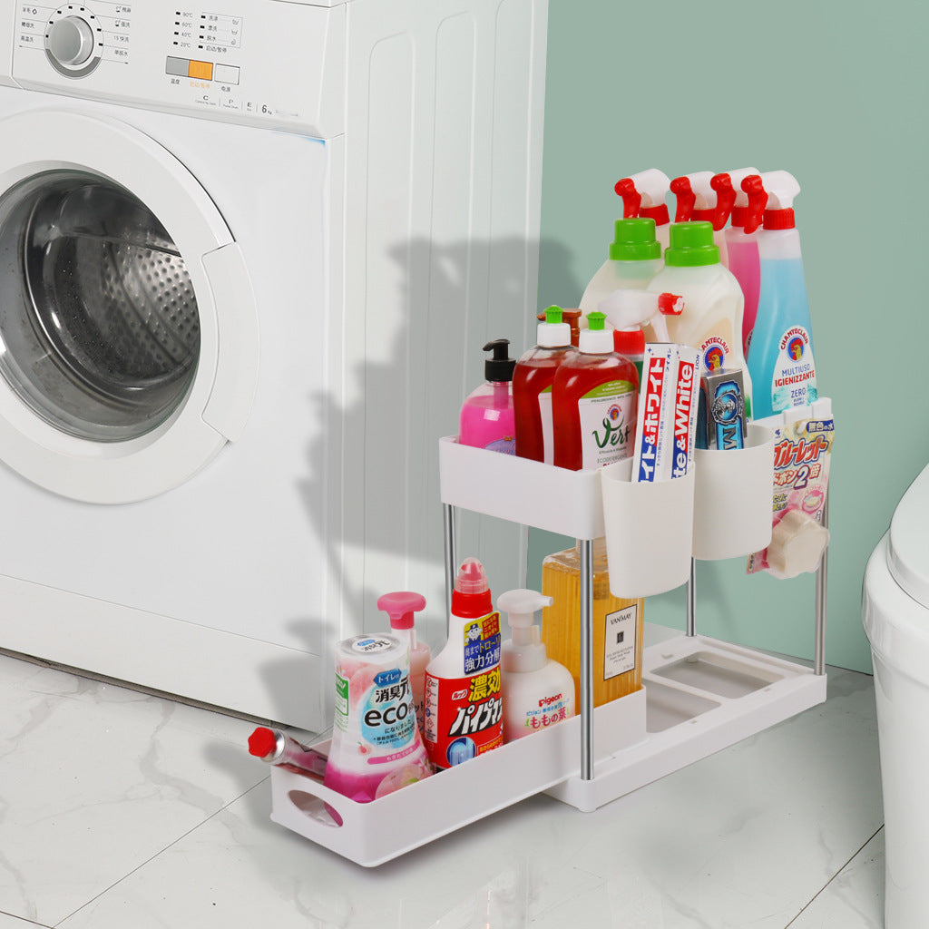 Pull-out Double-Layer Sink Countertop Organizer Storage Rack