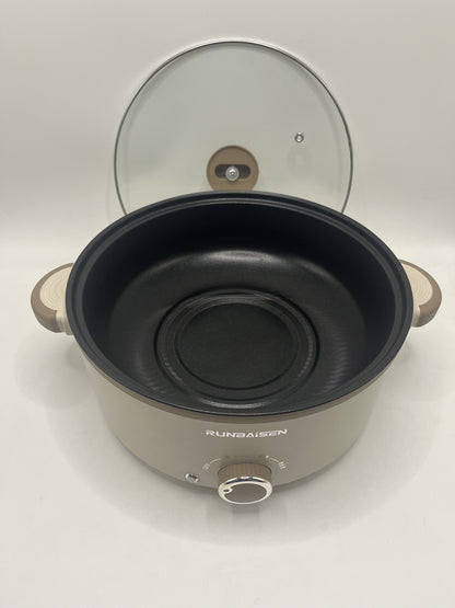 Electric Slow Cooker Glass Lid Non Stick Rice Cooking Frying Pan Stew Pot
