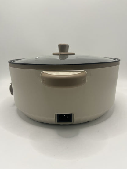 Electric Slow Cooker Glass Lid Non Stick Rice Cooking Frying Pan Stew Pot