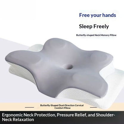 Slow-Rebound Memory Foam Neck-Care Sleep Aid Butterfly-Shaped Ergonomic Multi-Functional Side-Sleeping Pillow