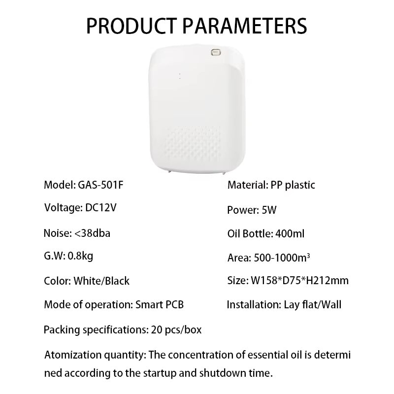 Electric Scent Diffuser Machine 400ML Fragrance Diffuser Waterless Button Control Scent Diffuser