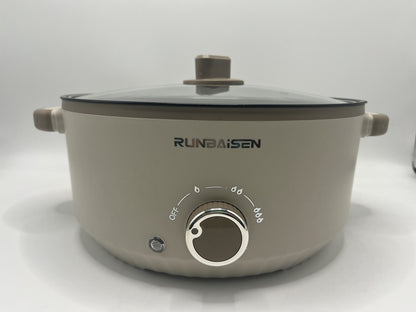 Electric Slow Cooker Glass Lid Non Stick Rice Cooking Frying Pan Stew Pot