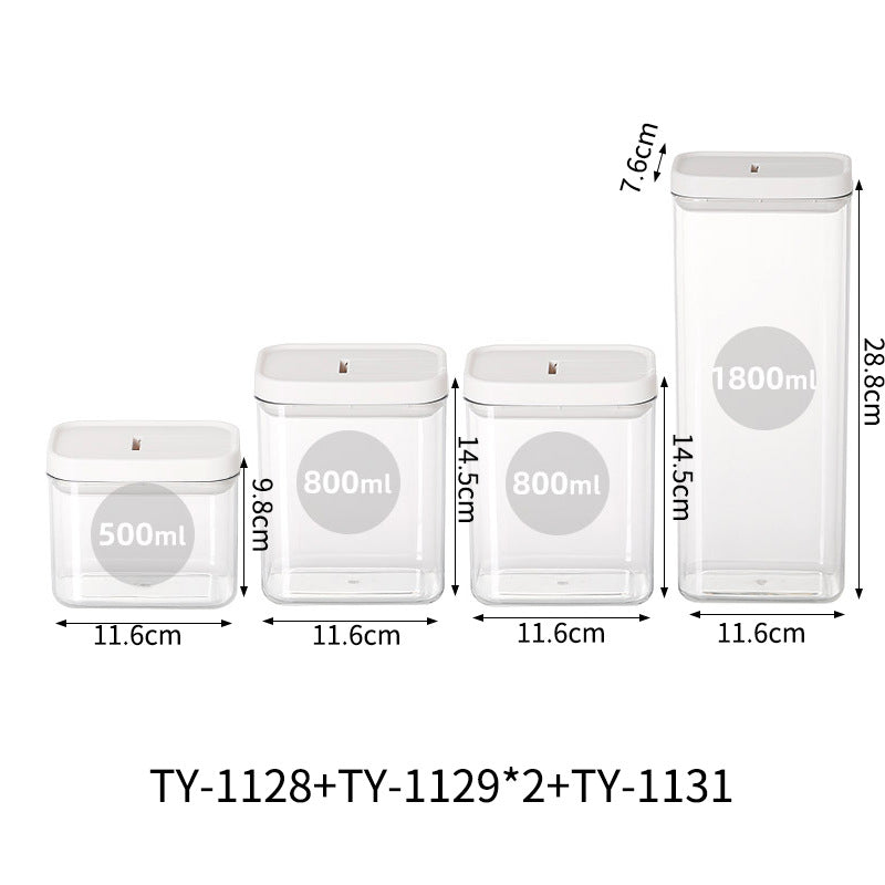 Transparent Airtight Jar Storage Box Square Pasta Storage Jar