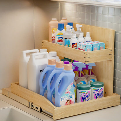 Under Sink Organizers And Storage 22  W X 21  D, 2 Tier Pull Out Cabinet Organizer With Soft Close, Adjustable Pull Out Cabinet Organizer With U Bracket For Bathroom Kitchen Right