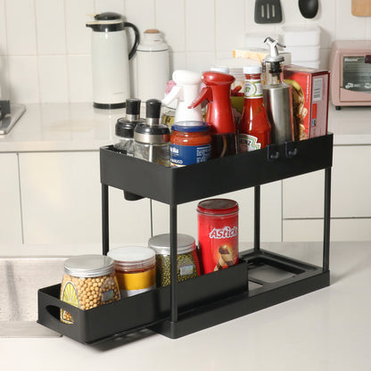 Pull-out Double-Layer Sink Countertop Organizer Storage Rack