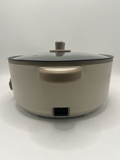 Electric Slow Cooker Glass Lid Non Stick Rice Cooking Frying Pan Stew Pot