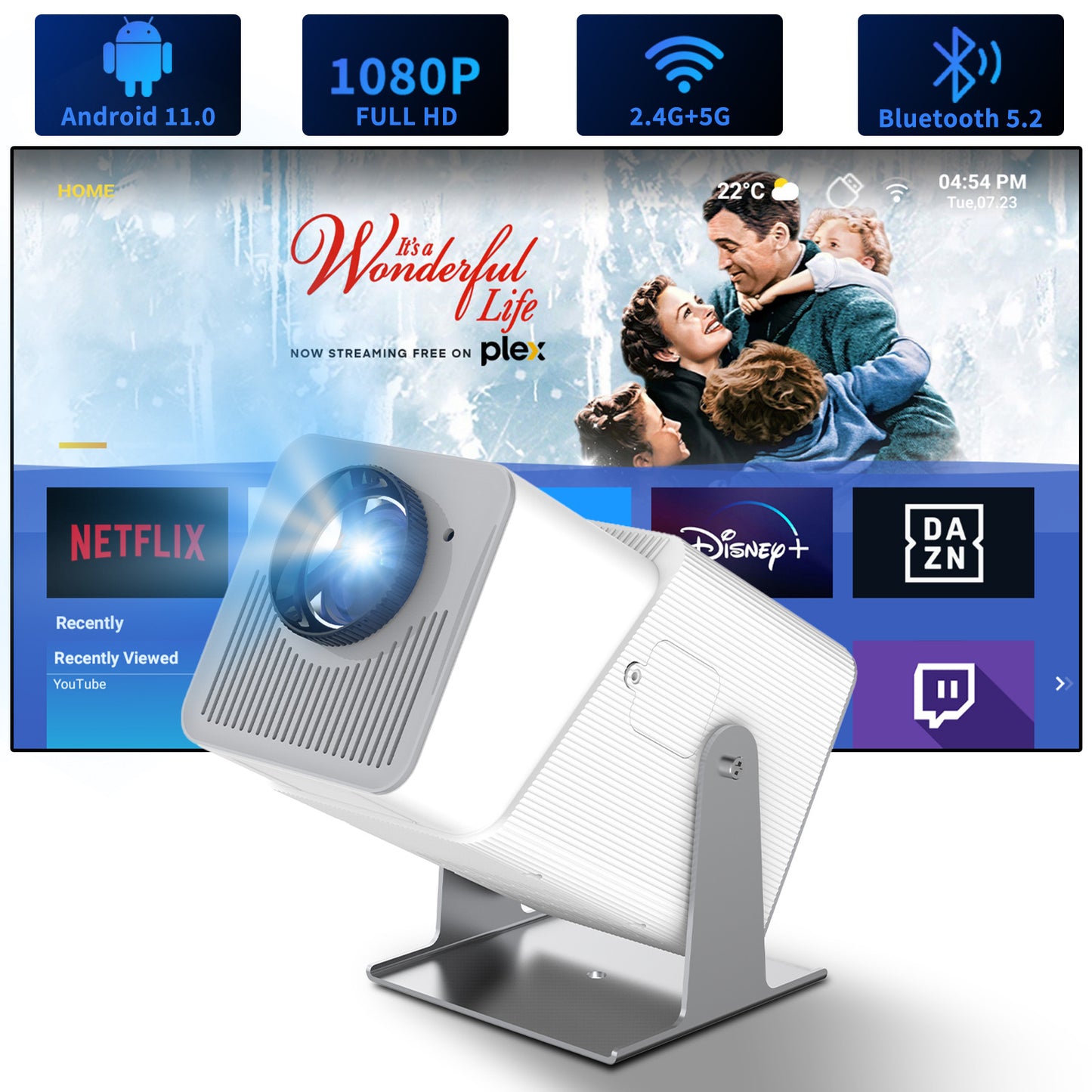 Portable 4K High-Lumen PTZ Mini Projector