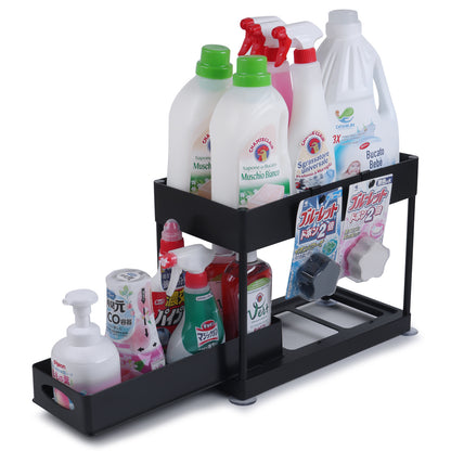 Pull-out Double-Layer Sink Countertop Organizer Storage Rack