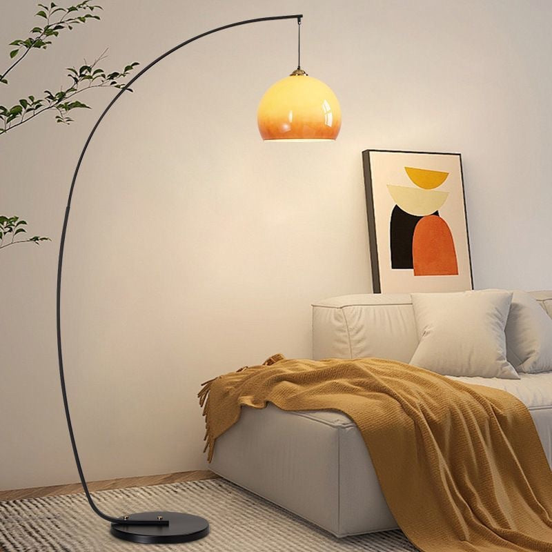 Sunset Yellow Glass Fishing Floor Lamp Living Room Decorative Lamp